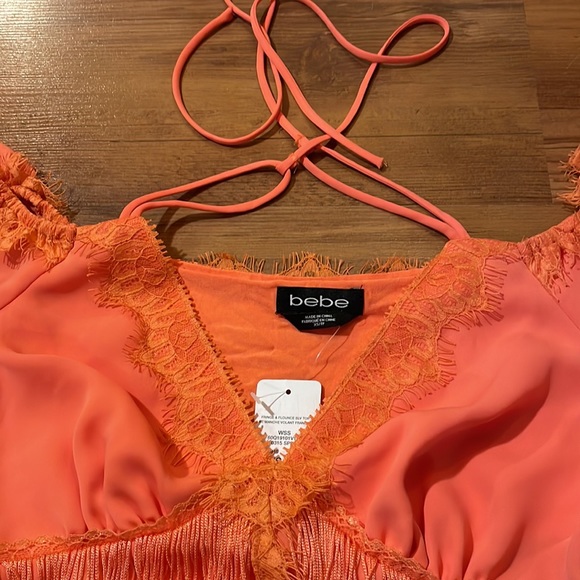 Bebe Coral Fringe and Flounce Top XS - Picture 4 of 6